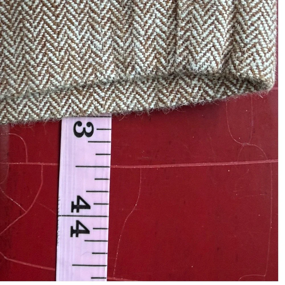 Banana Republic Herringbone Linen Blend Pants Womens 14 Brown Pleated Quiet Lux